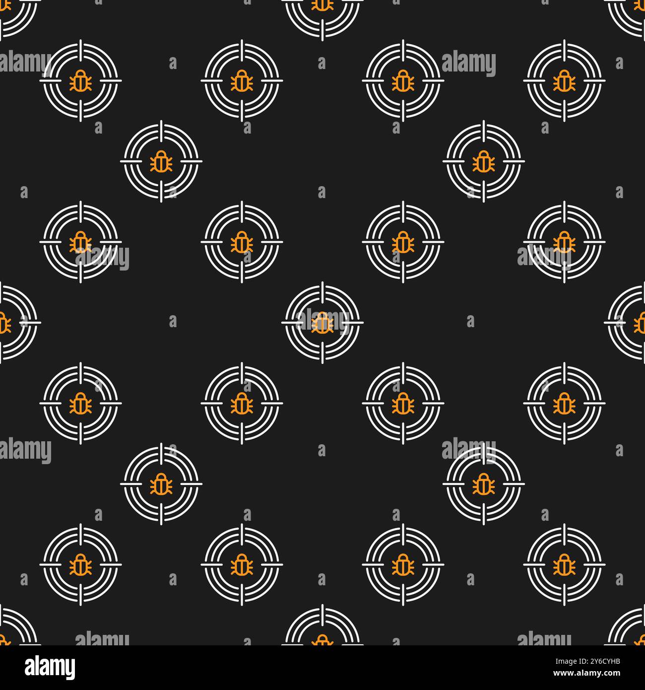 Computer Bug in Target vector Internet Security concept thin line seamless pattern Stock Vector