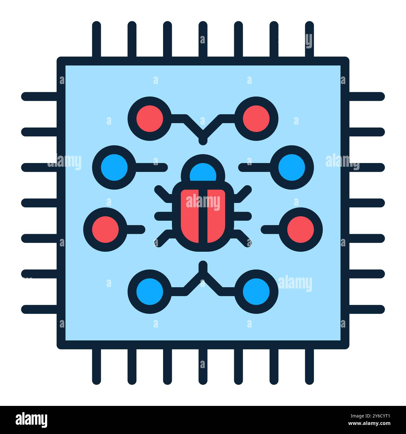 PC Processor with Virus vector concept colored icon or sign Stock Vector