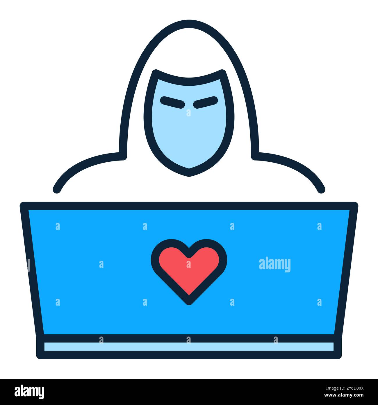 Laptop and Hacker vector concept colored icon or design element Stock Vector