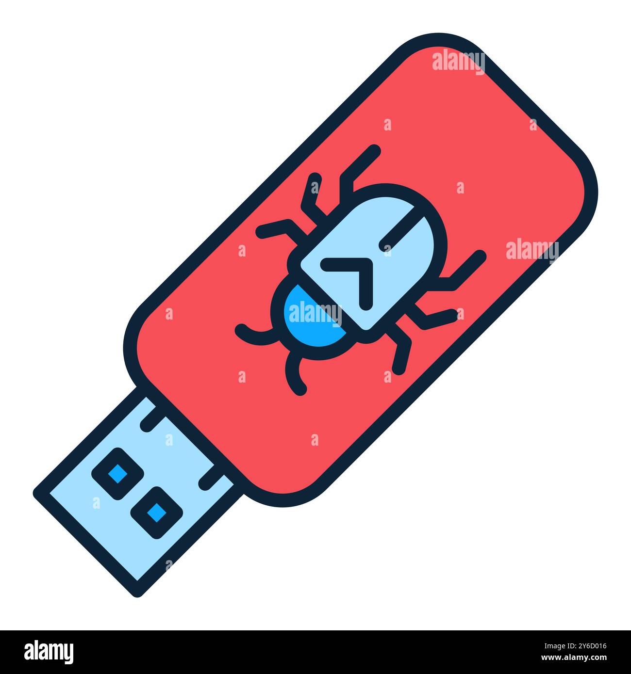 USB with Computer Virus vector portable device concept colored icon or design element Stock Vector