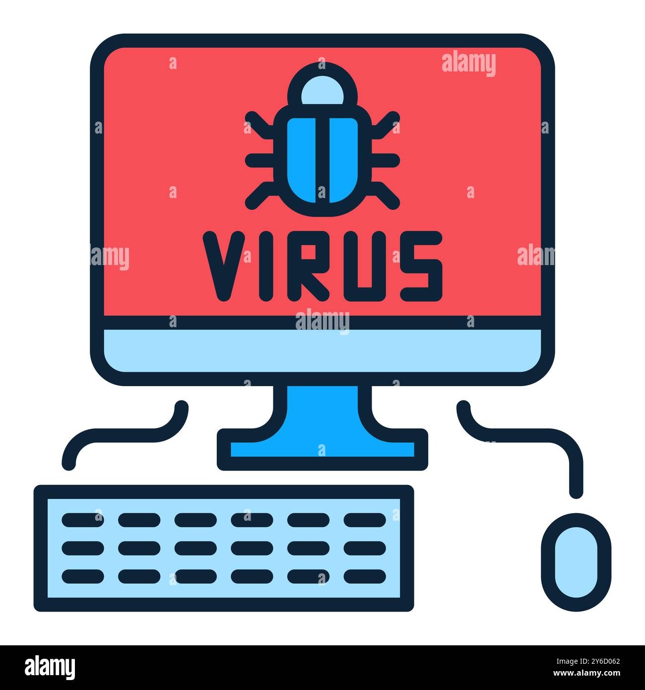 Virus on Desktop Computer vector concept colored icon or symbol Stock Vector