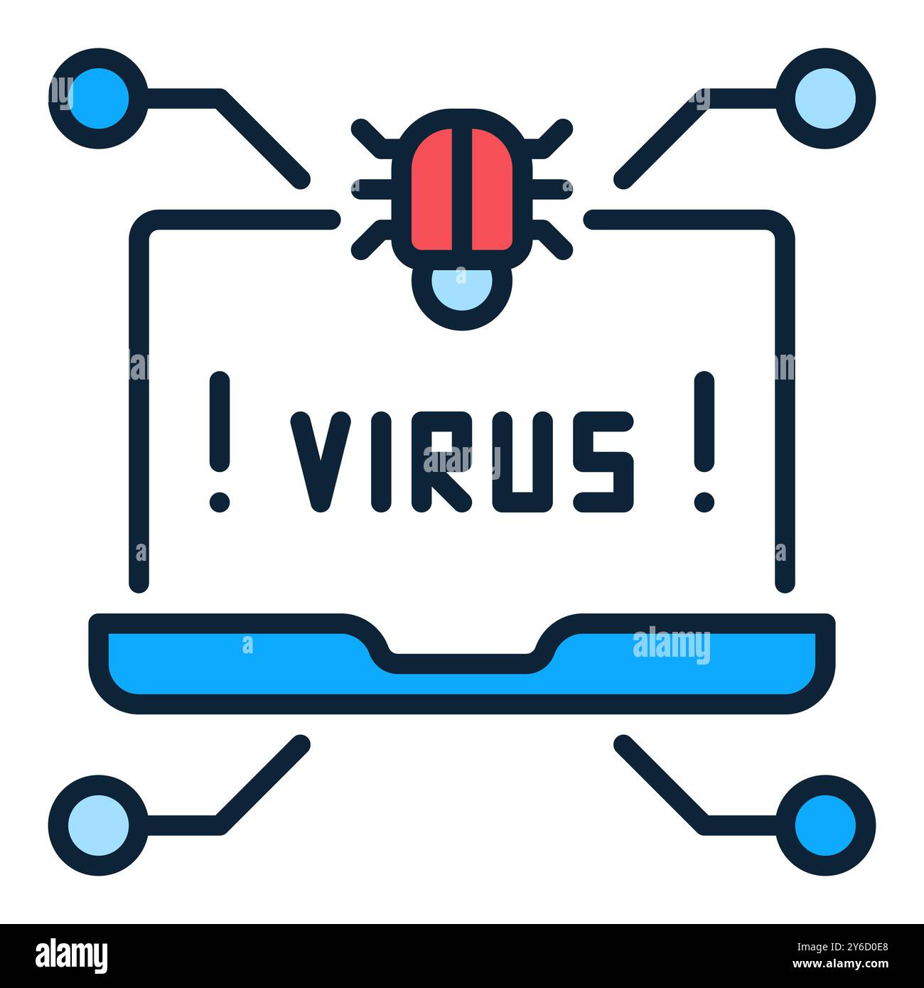 Virus on Laptop Screen vector Computer Virus concept colored icon or symbol Stock Vector