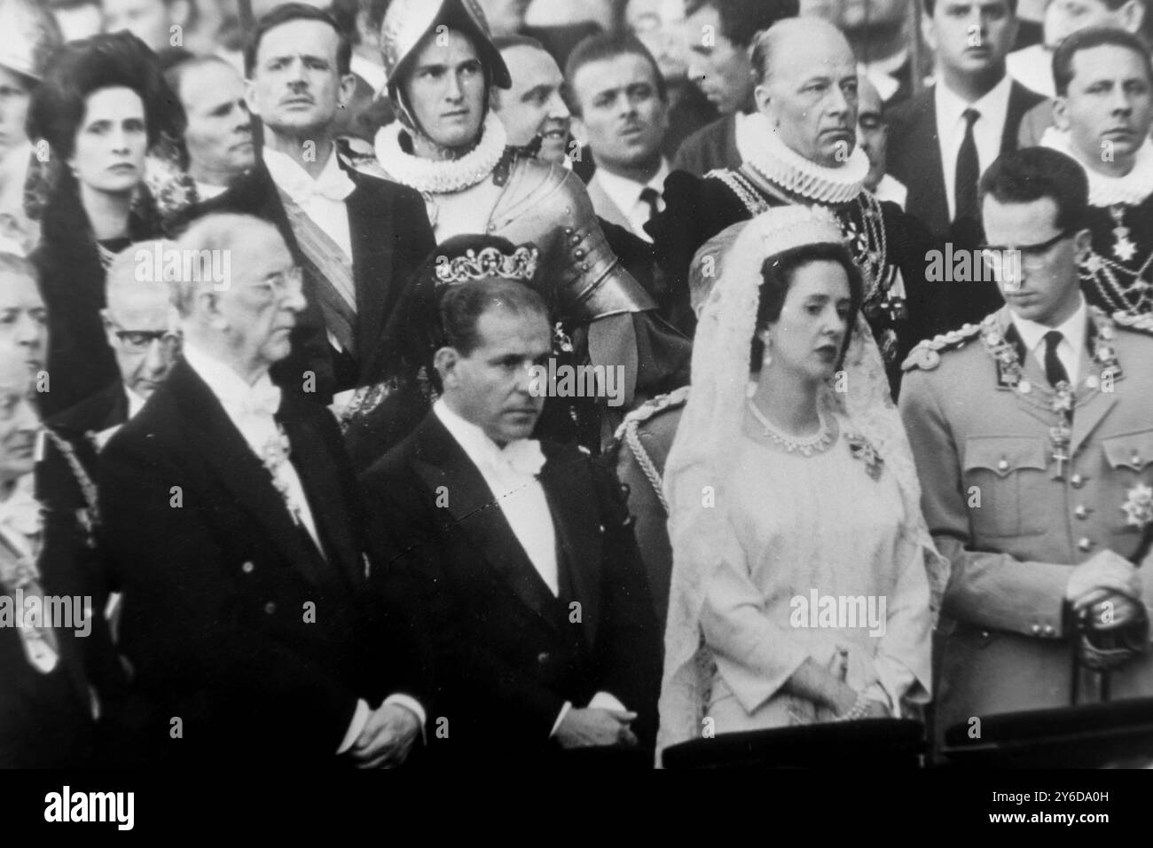 BELGIAN ROYALS AT PAUL POPE VI CORONATION IN VATICAN CITY, ROME - KING BAUDOUIN AND QUEEN FABIOLA   ;  1 JULY 1963 Stock Photo