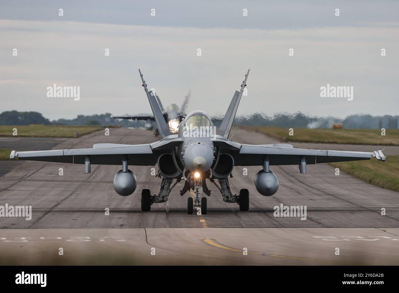 Waddington, UK. 25th Sep, 2024. Finnish Air Force F-18 taxis during the Exercise of Cobra Warrior 24-2 Royal Air Force Waddington at Royal Air Force Station Waddington, Waddington, United Kingdom, 25th September 2024 (Photo by Alfie Cosgrove/News Images) in Waddington, United Kingdom on 9/25/2024. (Photo by Alfie Cosgrove/News Images/Sipa USA) Credit: Sipa USA/Alamy Live News Stock Photo