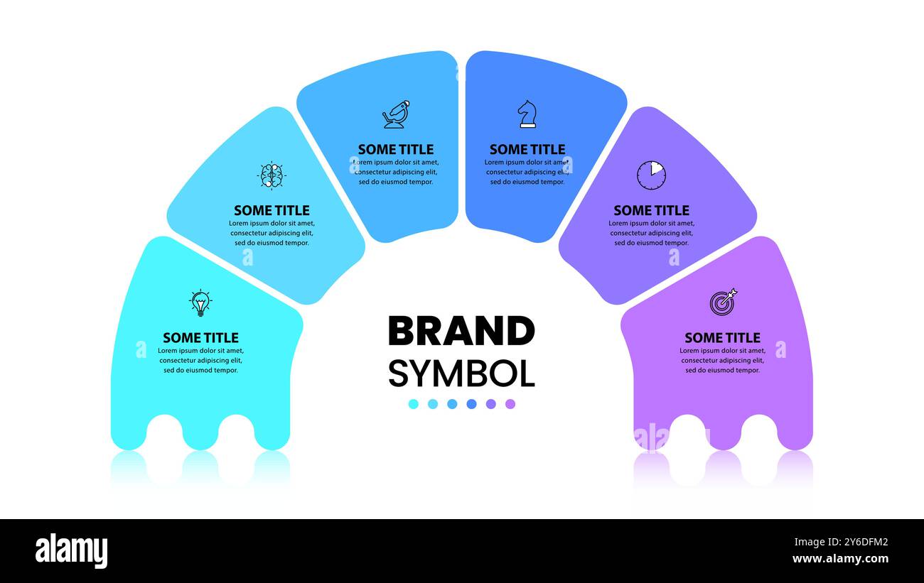 Infographic template with icons and 6 options or steps. Semicircle. Can ...