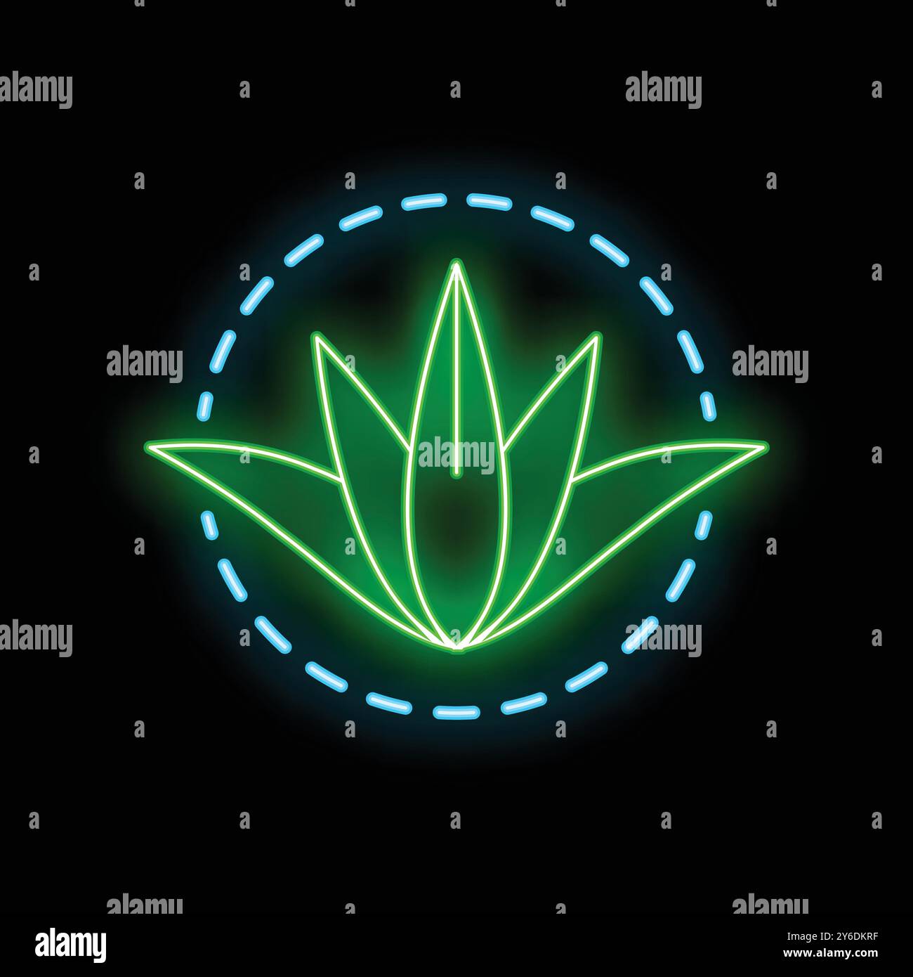 Green neon sign of agave plant glowing on black background Stock Vector ...