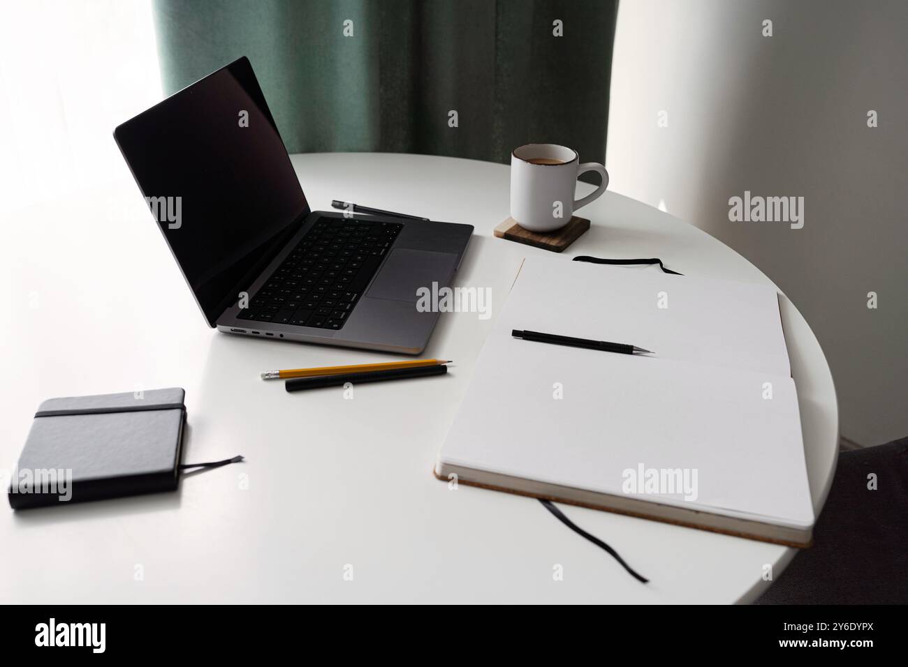 Organized home office desk with Stock Photo