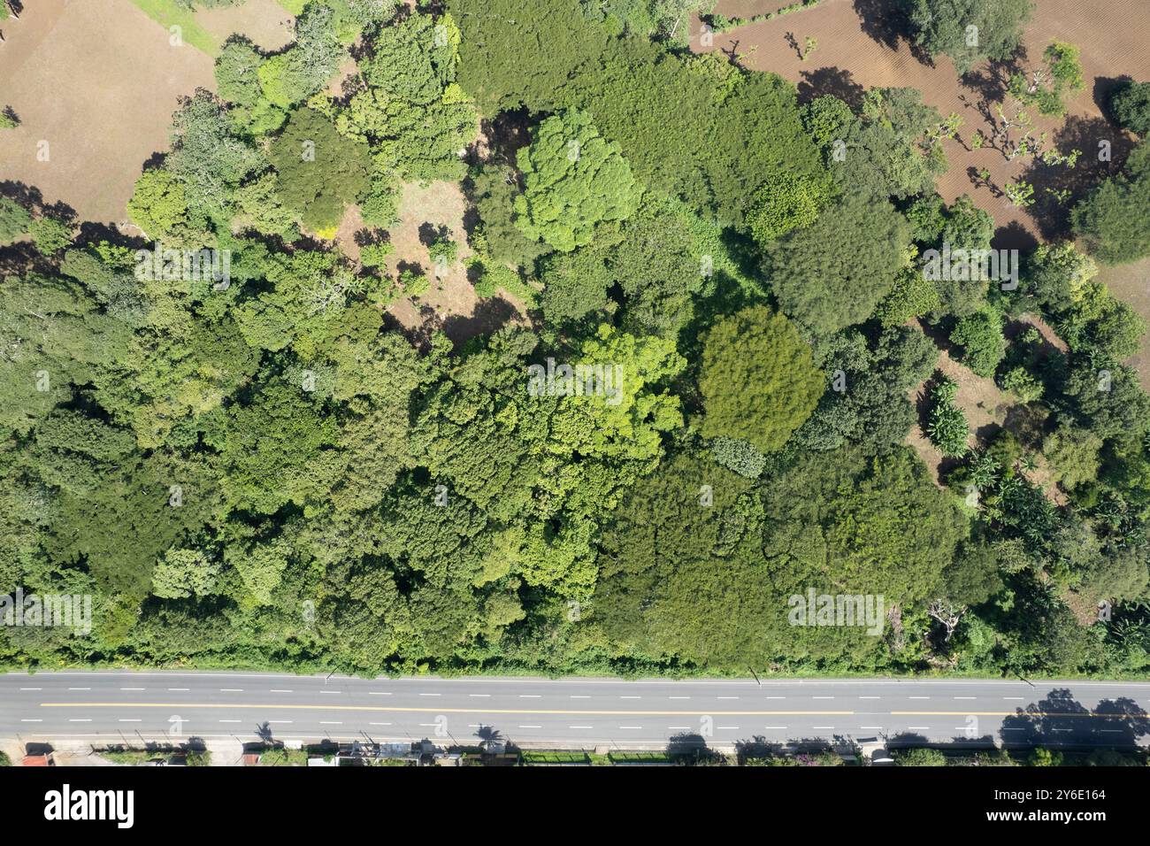 Highway asphalt road in nature background aerial drone top view Stock ...