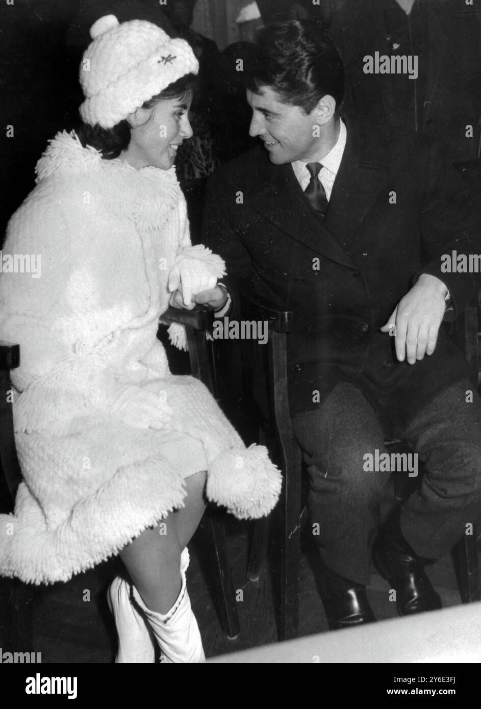 FRANCINE BREAUD  WEDS  SACHA  DISTEL IN MEGEVE, FRANCE  ;  25 JANUARY 1963 Stock Photo