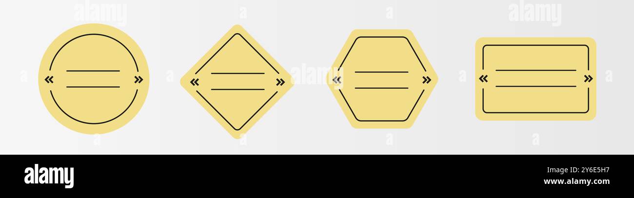 Yellow blank collection of empty quote frames. Stock Vector