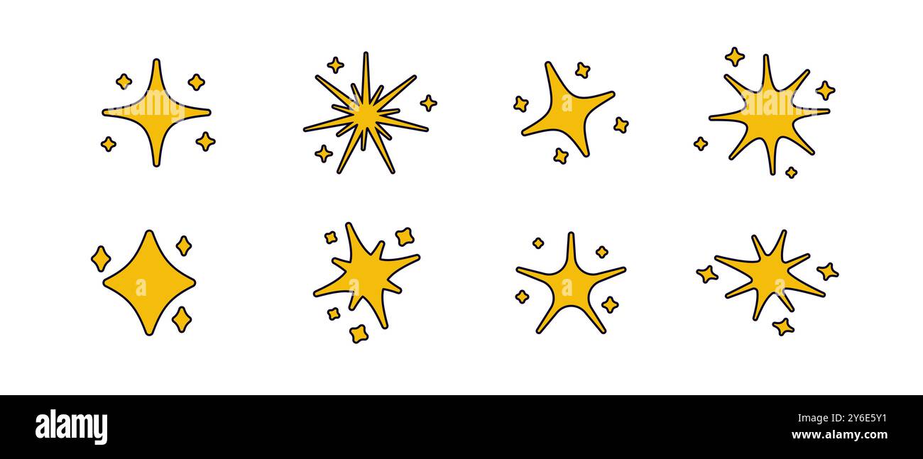 Collection of minimalistic icon of gold starts Stock Vector Image & Art ...