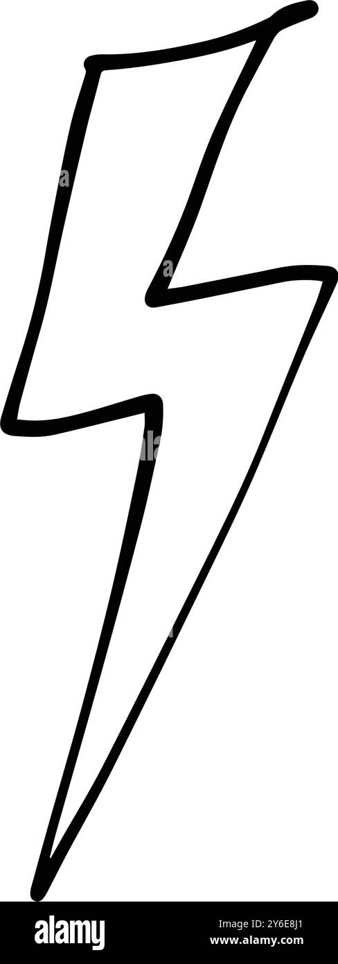 Lightning bolt hand drawn icon for thunderstorm electricity power ...