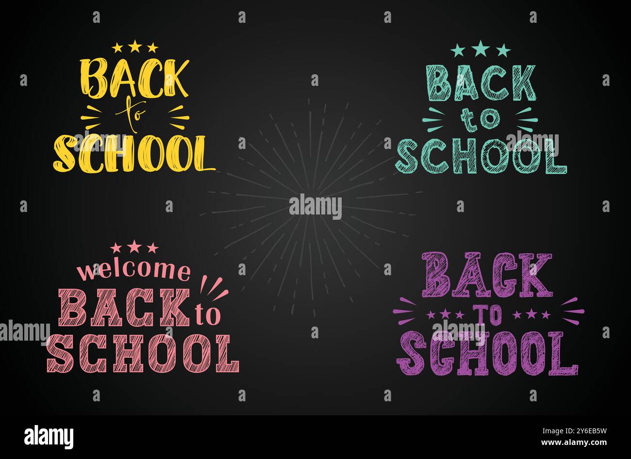 Back to School Typography with Color Pencils Design Stock Vector