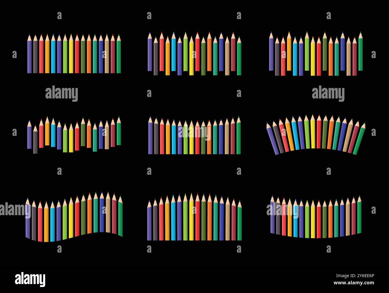 Set of Color Pencils - Stationery Design - Back to School Design Stock Vector