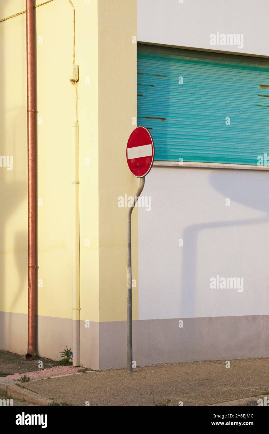 no entry signpost on the corner of a street Stock Photo - Alamy