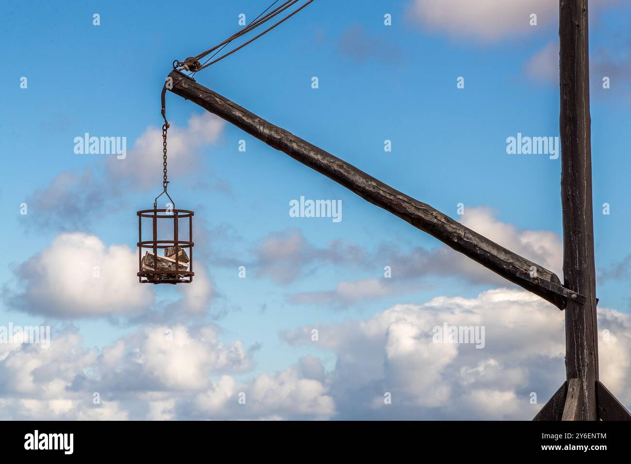 Detail of an old beacon at Naturum Kullaberg, Skåne. At the tip of the Kullaberg peninsula stands the Kullens fyr lighthouse. Italienska vägen, Höganäs kommun, Skåne, Skåne, Sweden Stock Photo