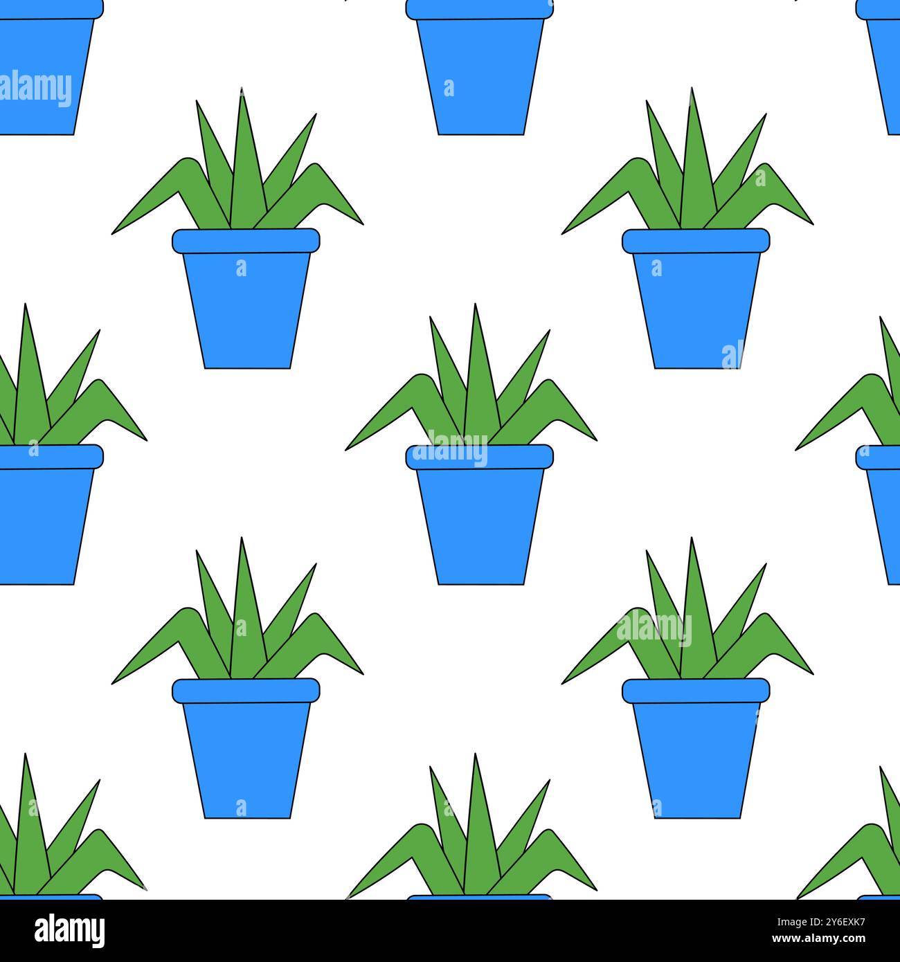 Seamless Pattern with house indoor plant in pot. Vector Flat ...