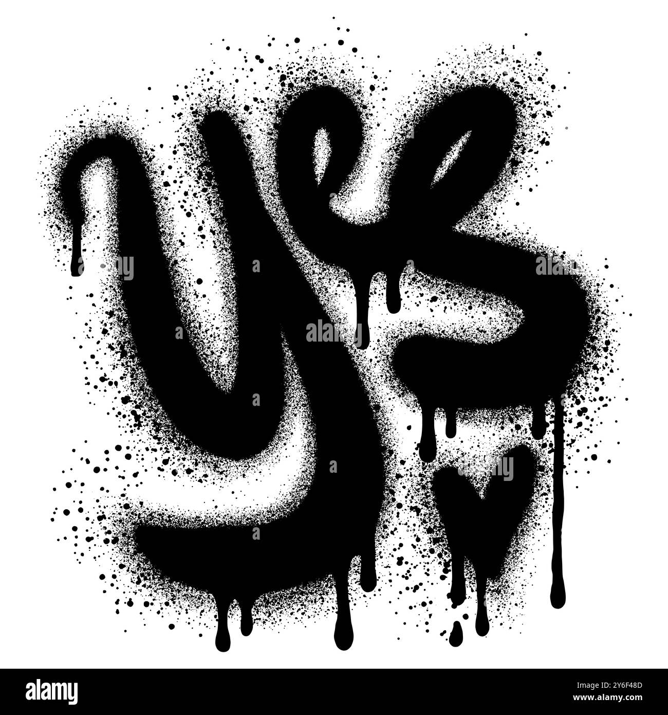 graffiti yes text sprayed in black over white. Stock Vector