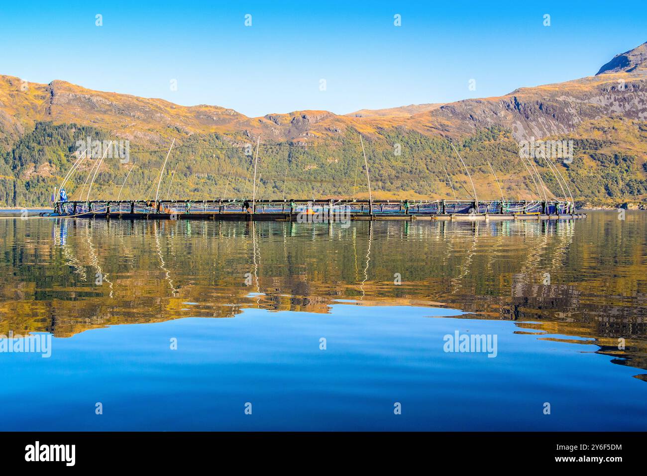 A fish farm on Loch Nevis, Scotland, UK Stock Photo