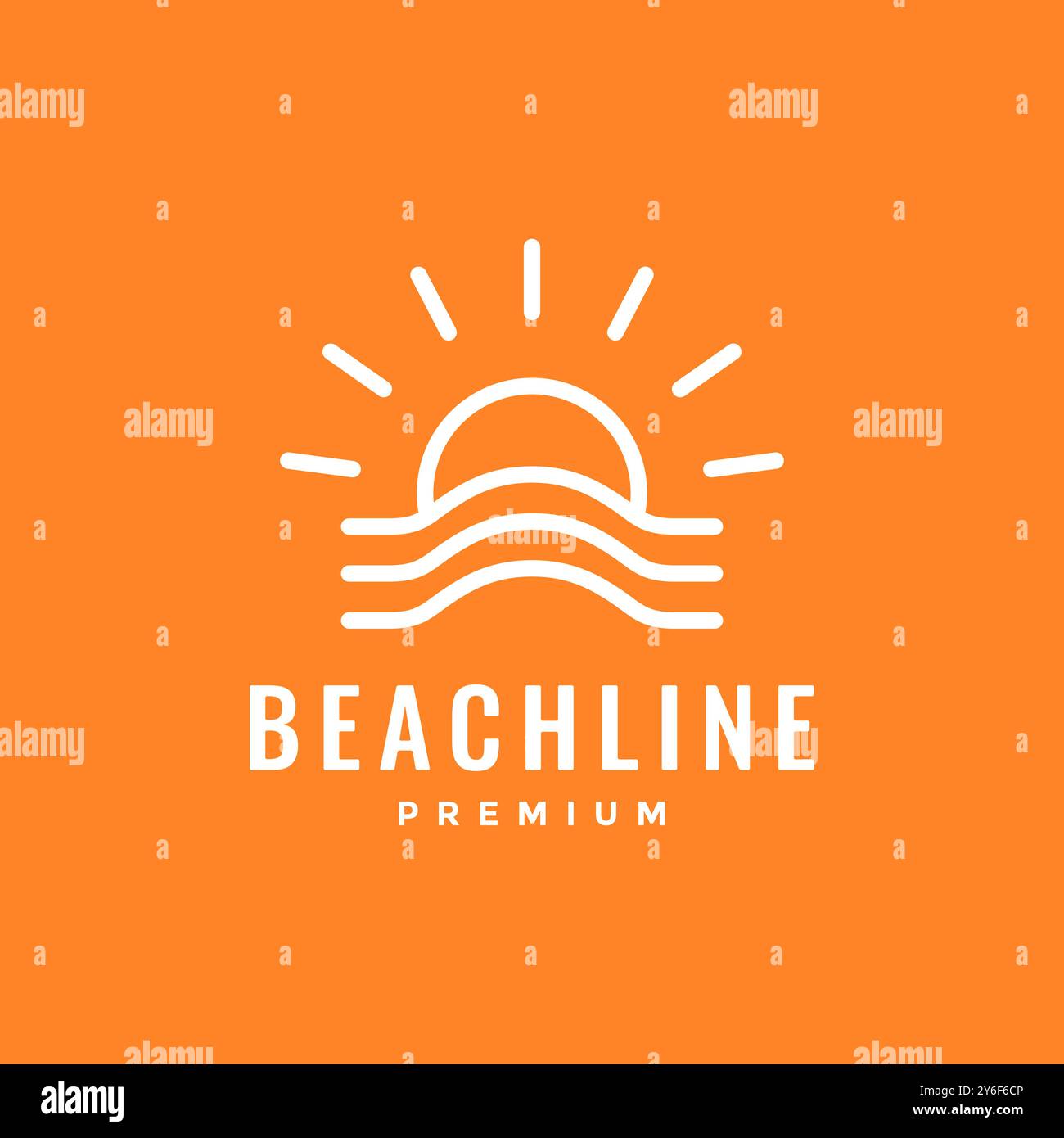 beach water sunset sunburst simple clean minimalist style line logo ...