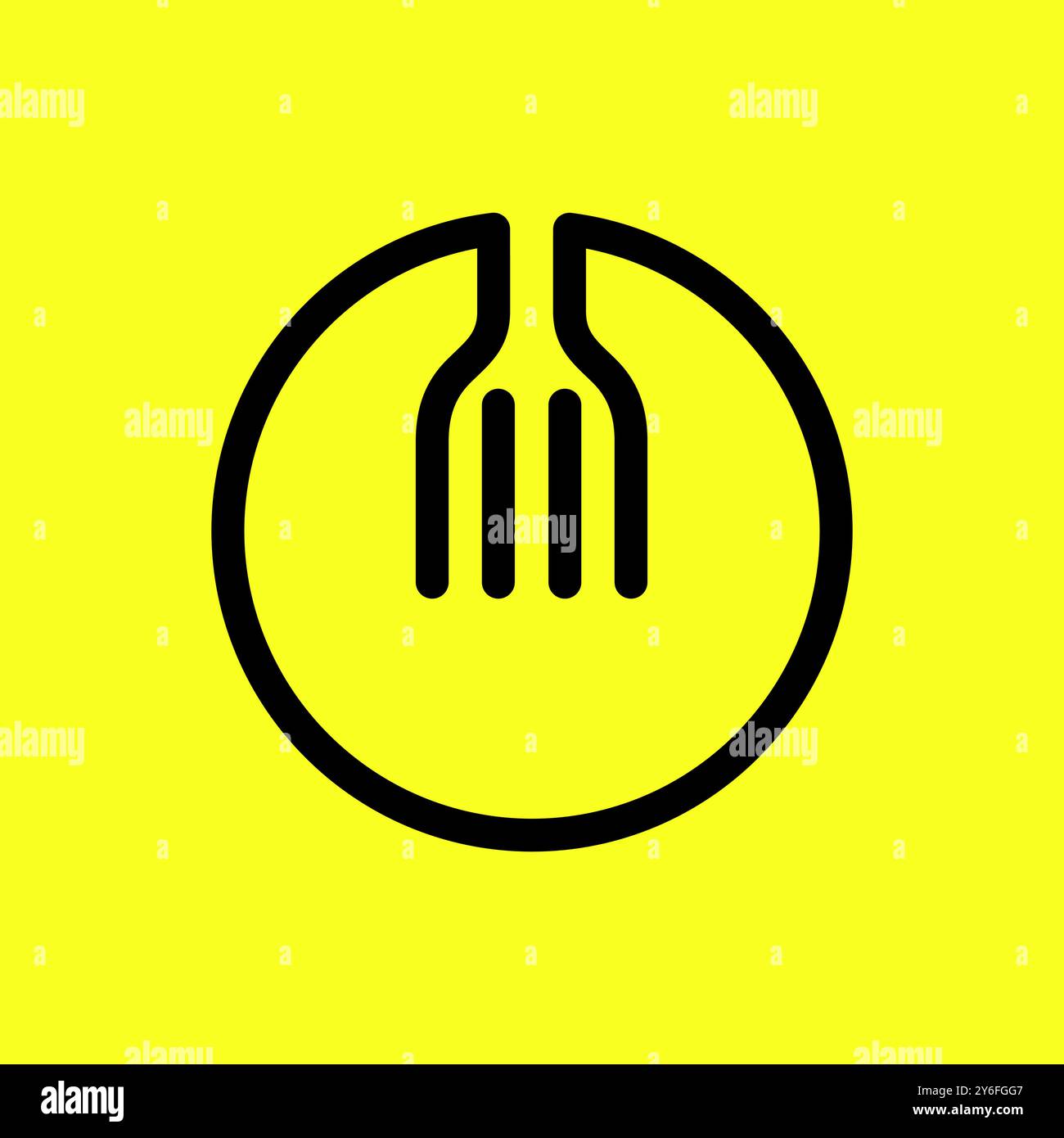 fork circle geometric rounded shape minimalist simple style flat clean ...