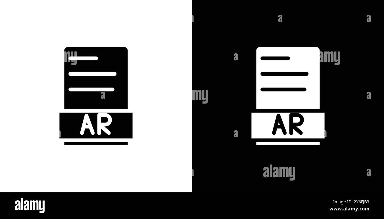 AR File Document Icon set in thin line outline style and linear vector sign Stock Vector