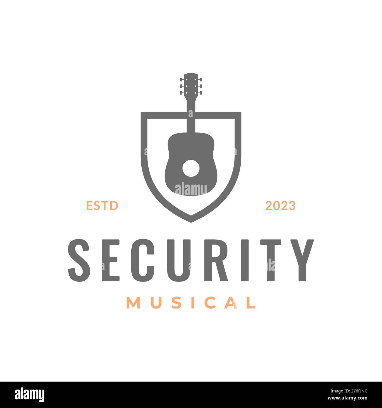 guitar security guard protection simple logo design vector icon illustration Stock Vector