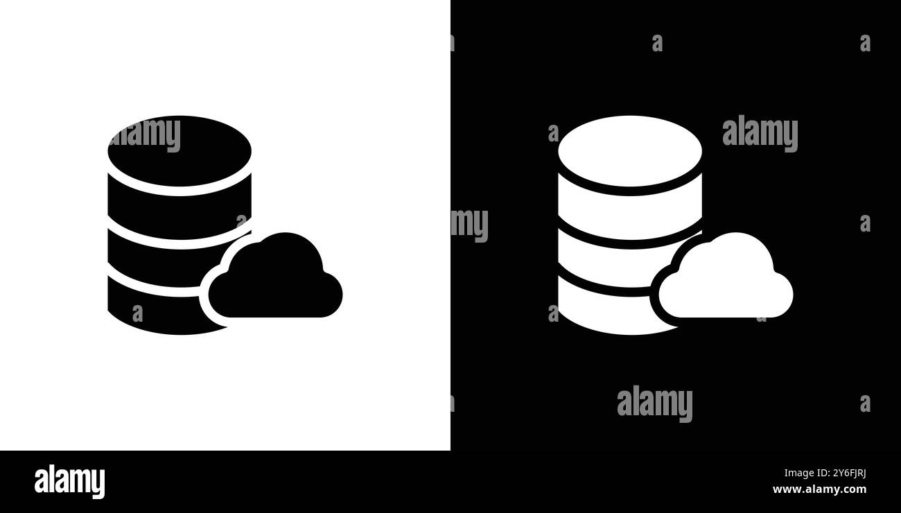 cloud database icon set in thin line outline style and linear vector sign Stock Vector