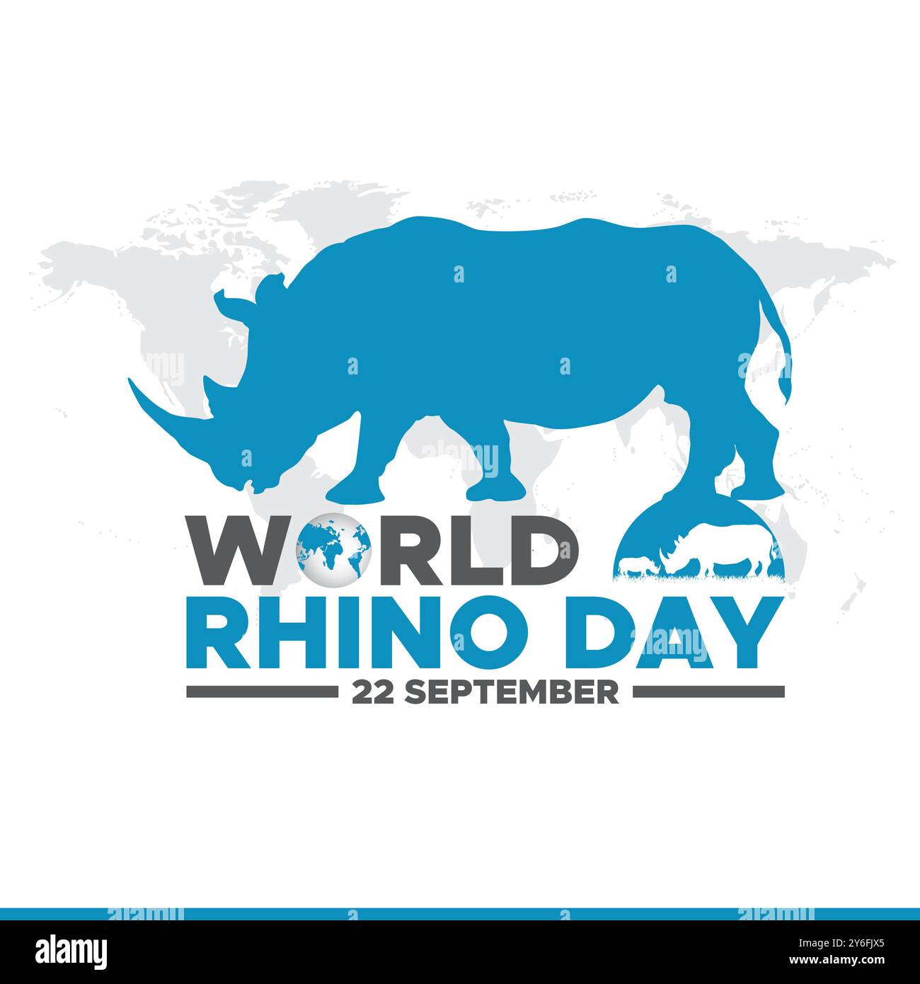 World Rhino day, 22 September, Rhino day social media template design ...