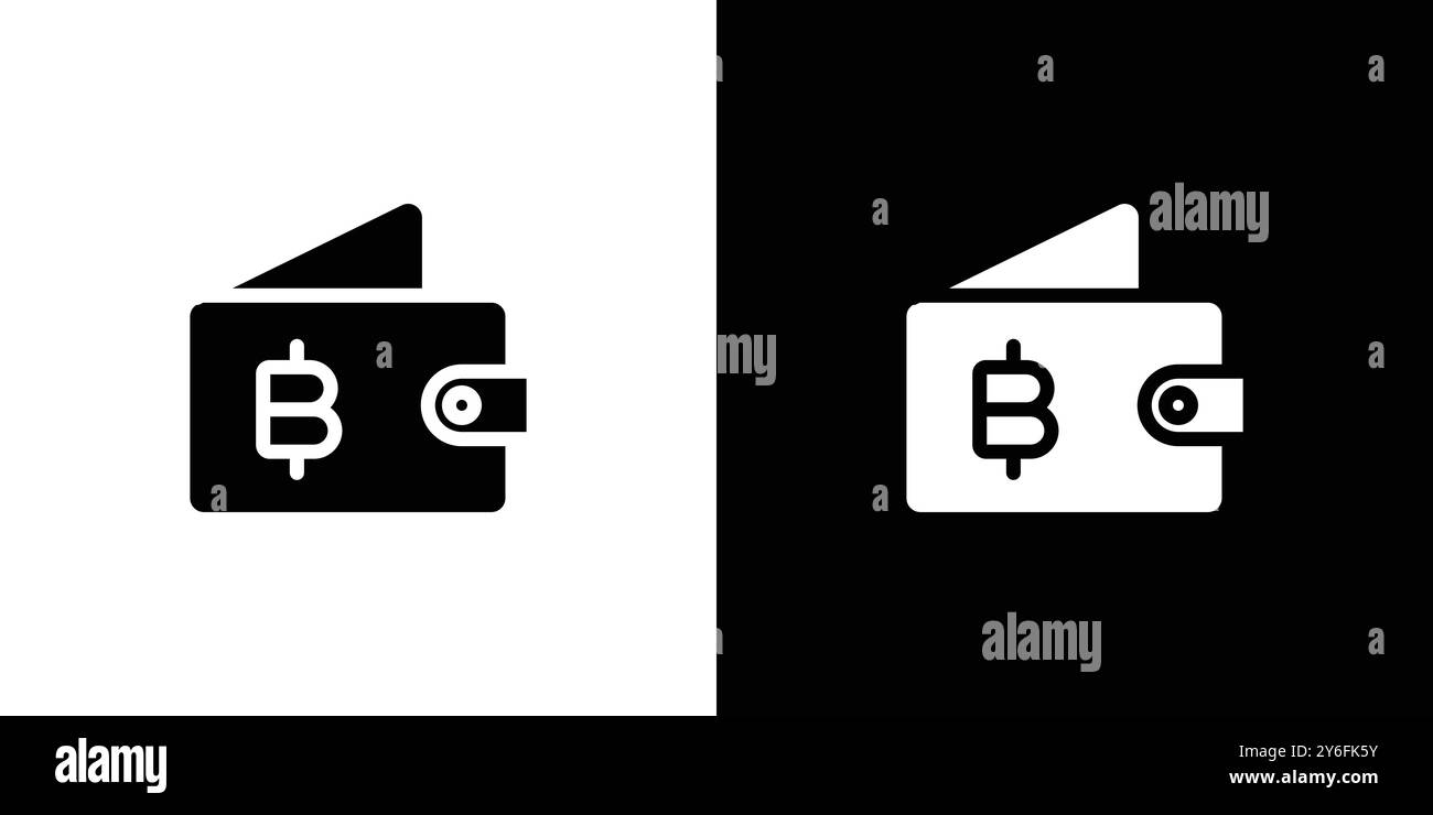 bitcoin wallet icon set in thin line outline style and linear vector ...