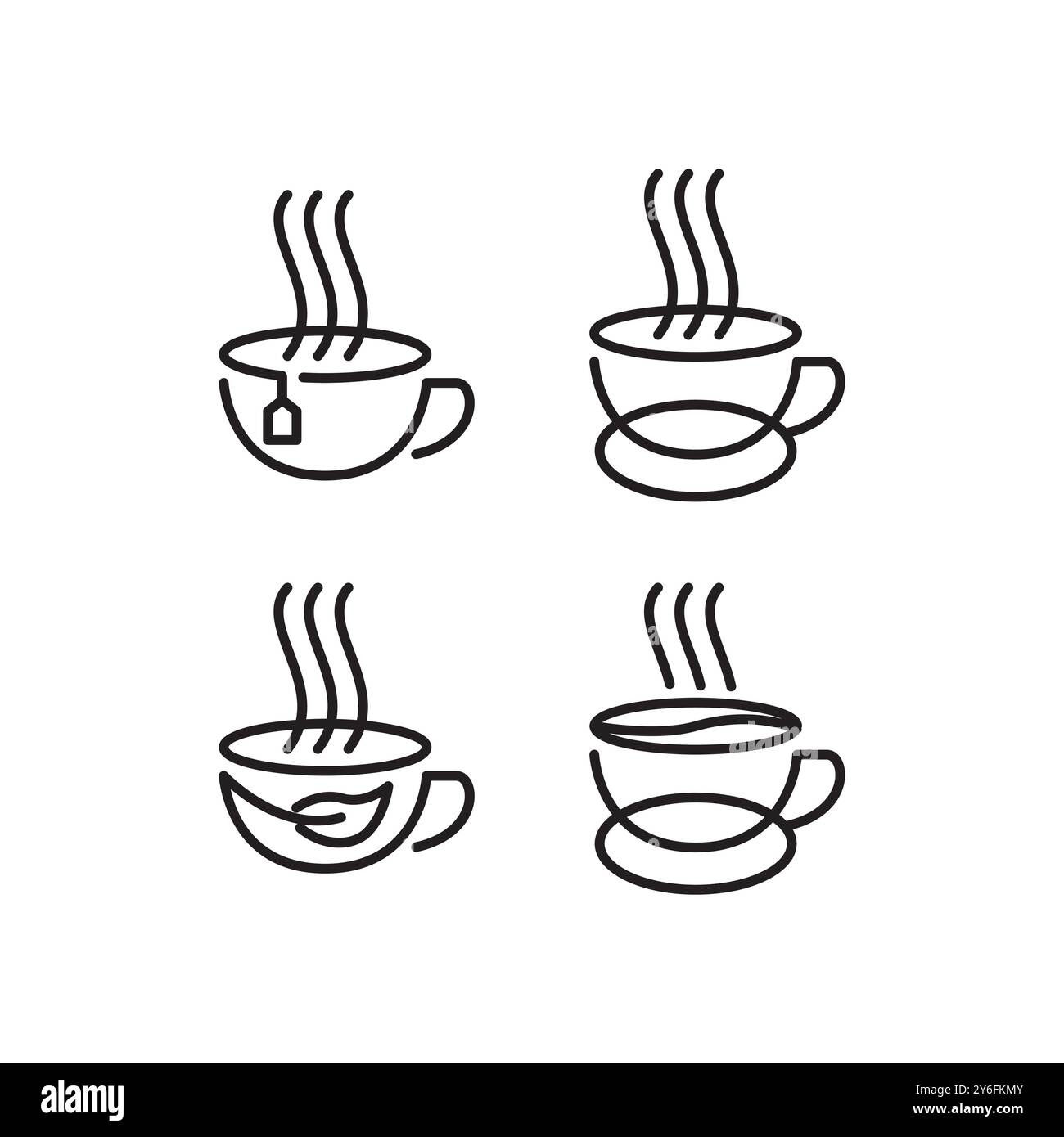 cup of coffee and tea line style modern minimal set collection icon logo design vector icon illustration Stock Vector
