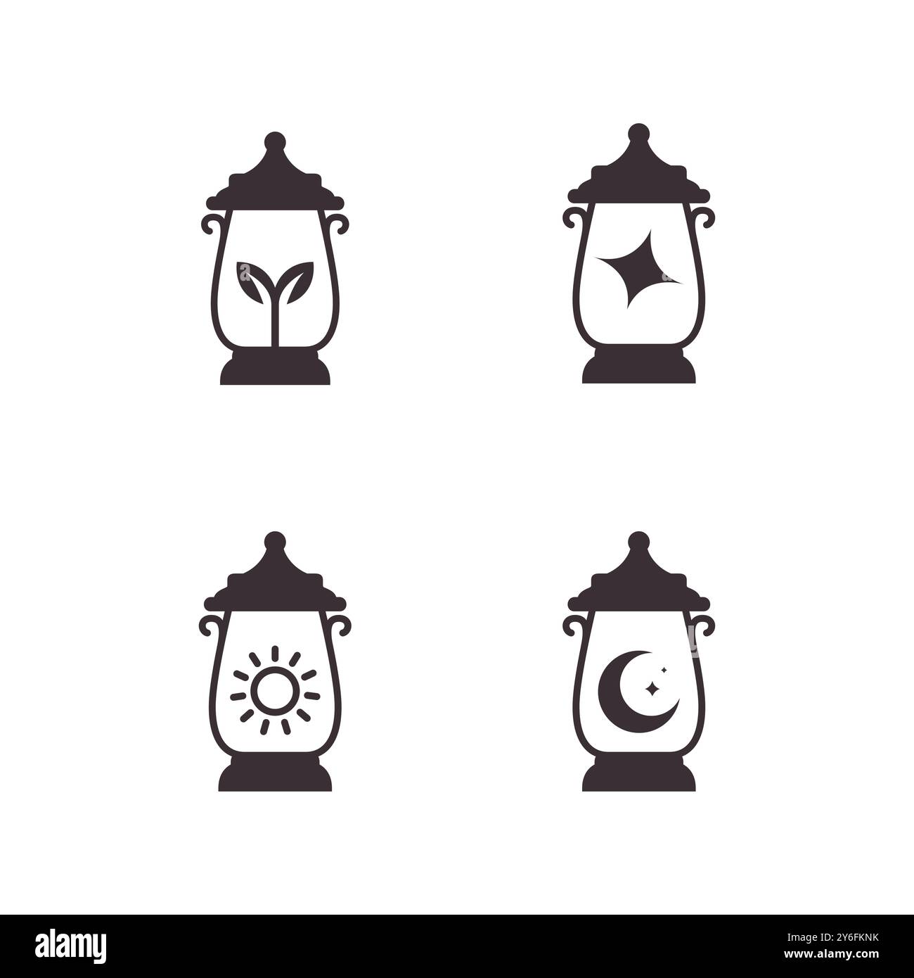 traditional lantern culture set icon collection design vector Stock Vector
