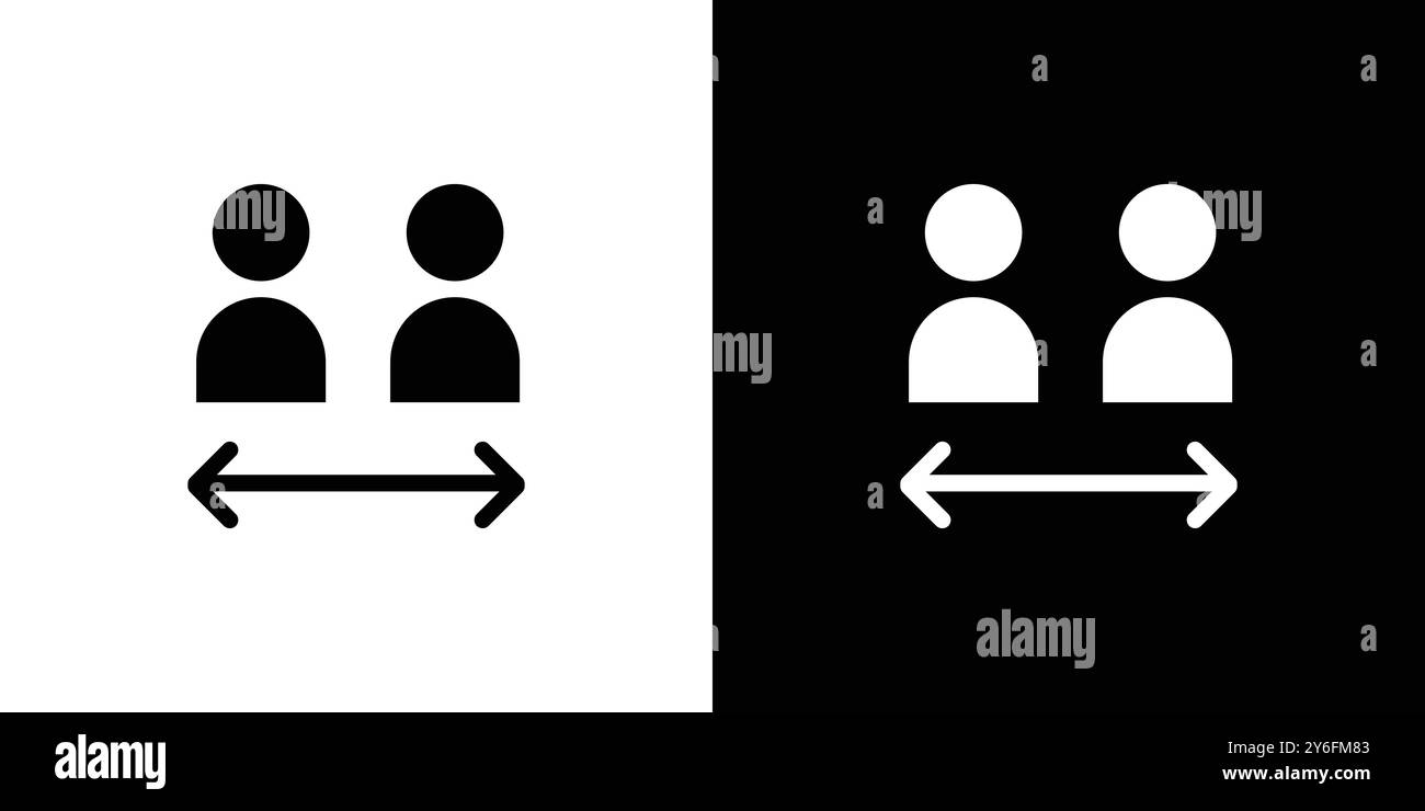 Social distancing sitting icon set in thin line outline style and ...
