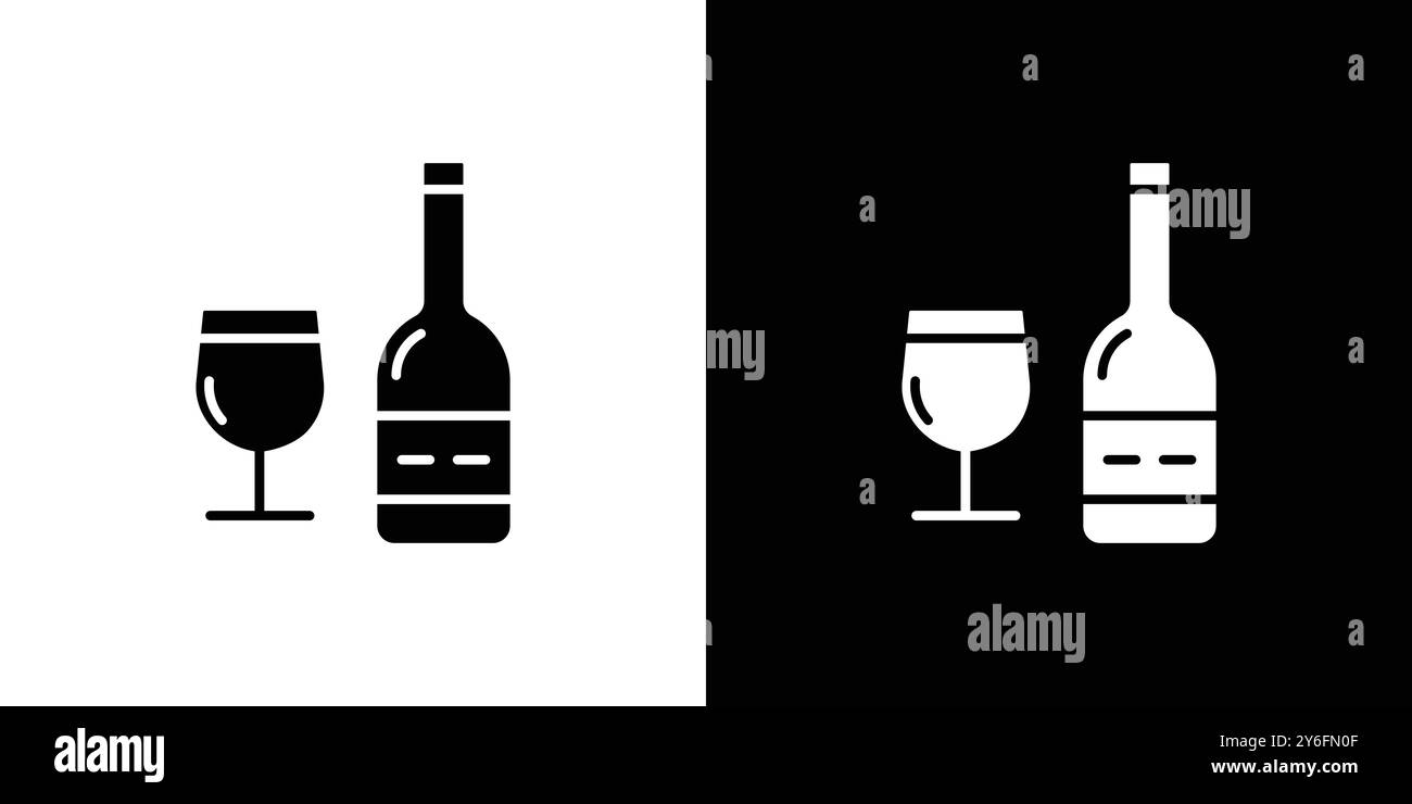 Wine icon set in thin line outline style and linear vector sign Stock ...