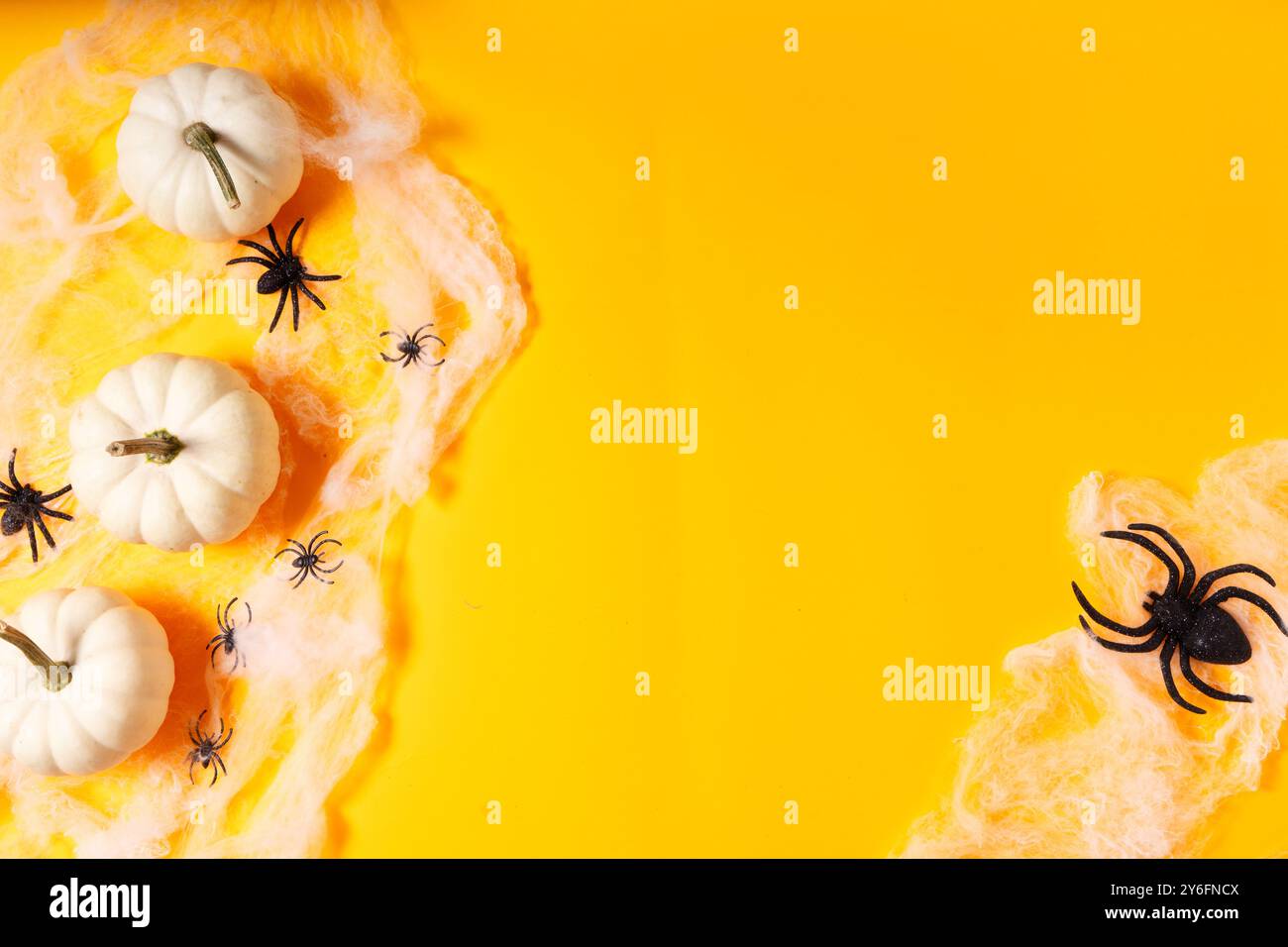 Halloween scene on orange background Stock Photo - Alamy