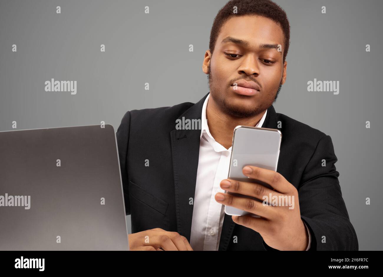 Afro man using desktop hi-res stock photography and images - Alamy