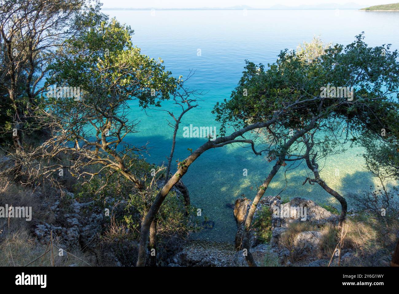 Beautiful scenery by the sea in Elia public beach, near Igoumenitsa ...