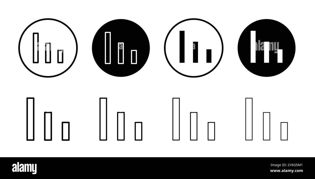 Chart icon set in thin line outline style and linear vector sign Stock ...