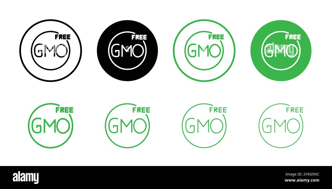 gmo free icon set in thin line outline style and linear vector sign ...