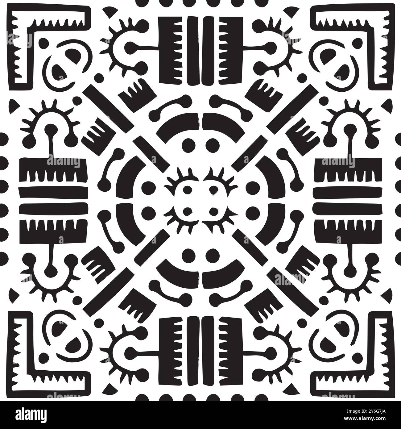 Black white modern ethnic tribal seamless pattern design. Hand drawn ...