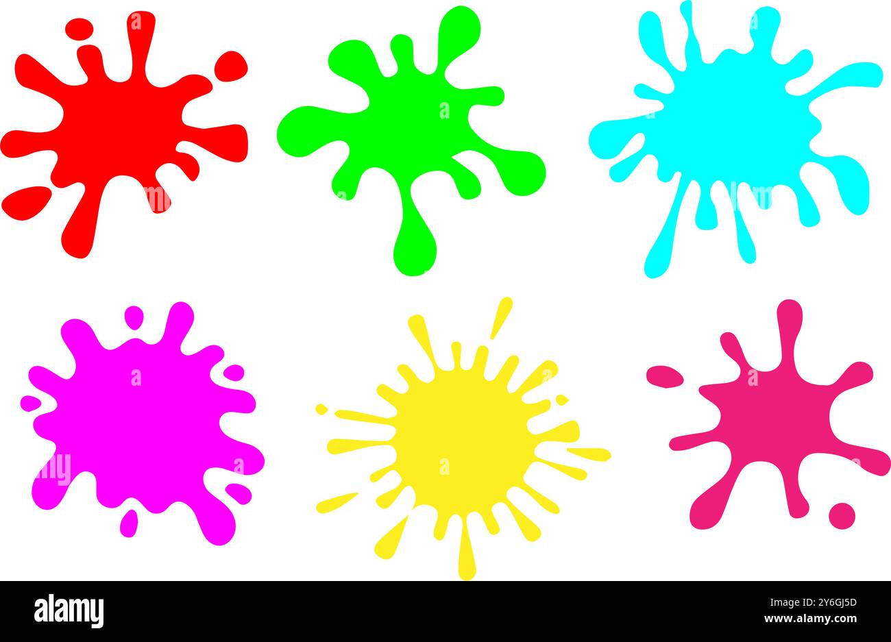 Colorful splash isolated on a white background, vector collection Stock Vector