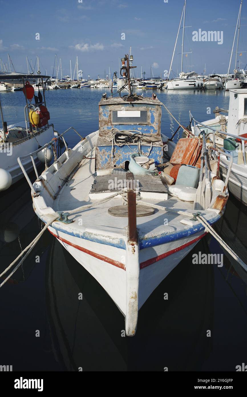 Old wooden boat moored in port Aegina Greece Stock Photo - Alamy