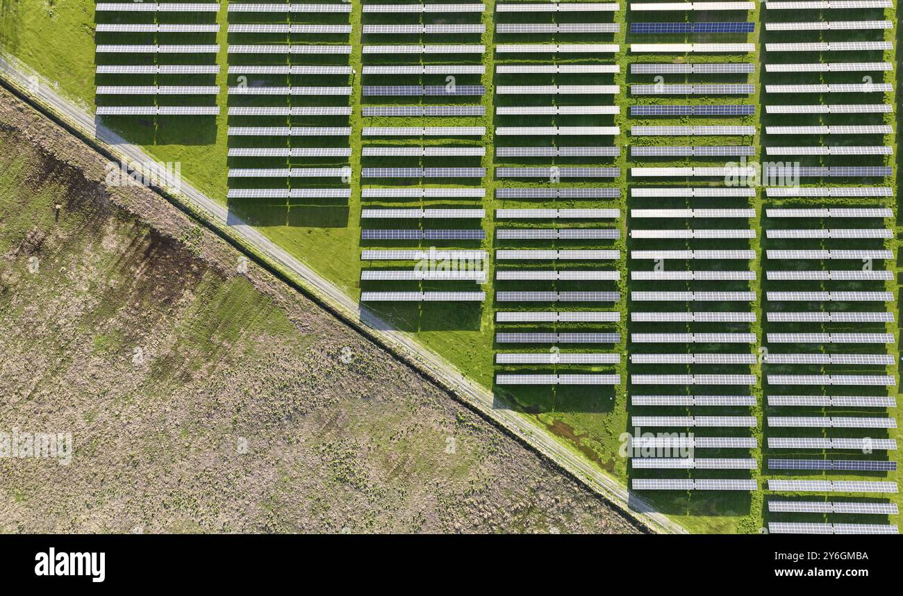 Aerial view solar farm on hi-res stock photography and images - Alamy