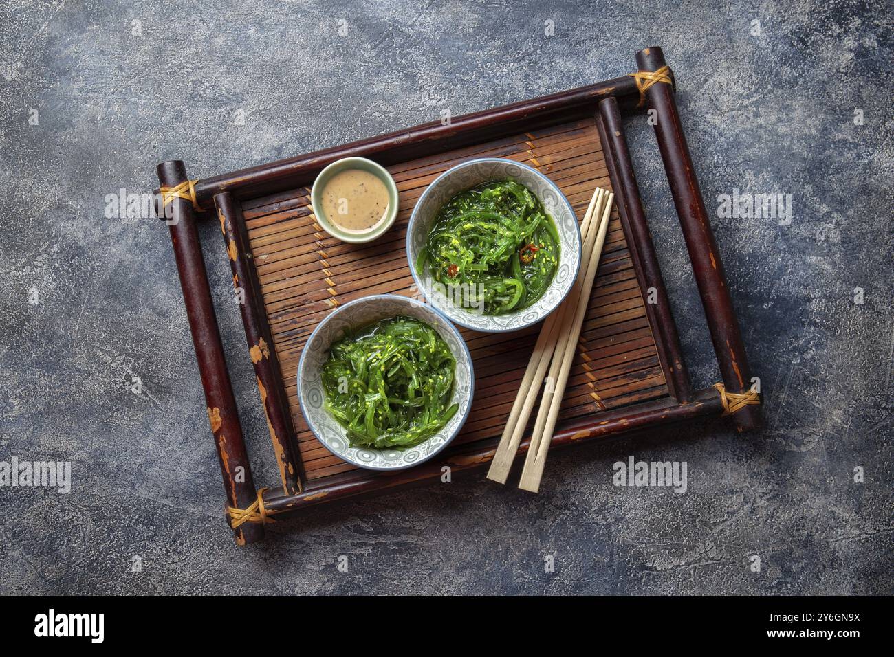 Food, Food, Chuka wakame, seaweed japanese salad with nuts sauce Stock Photo