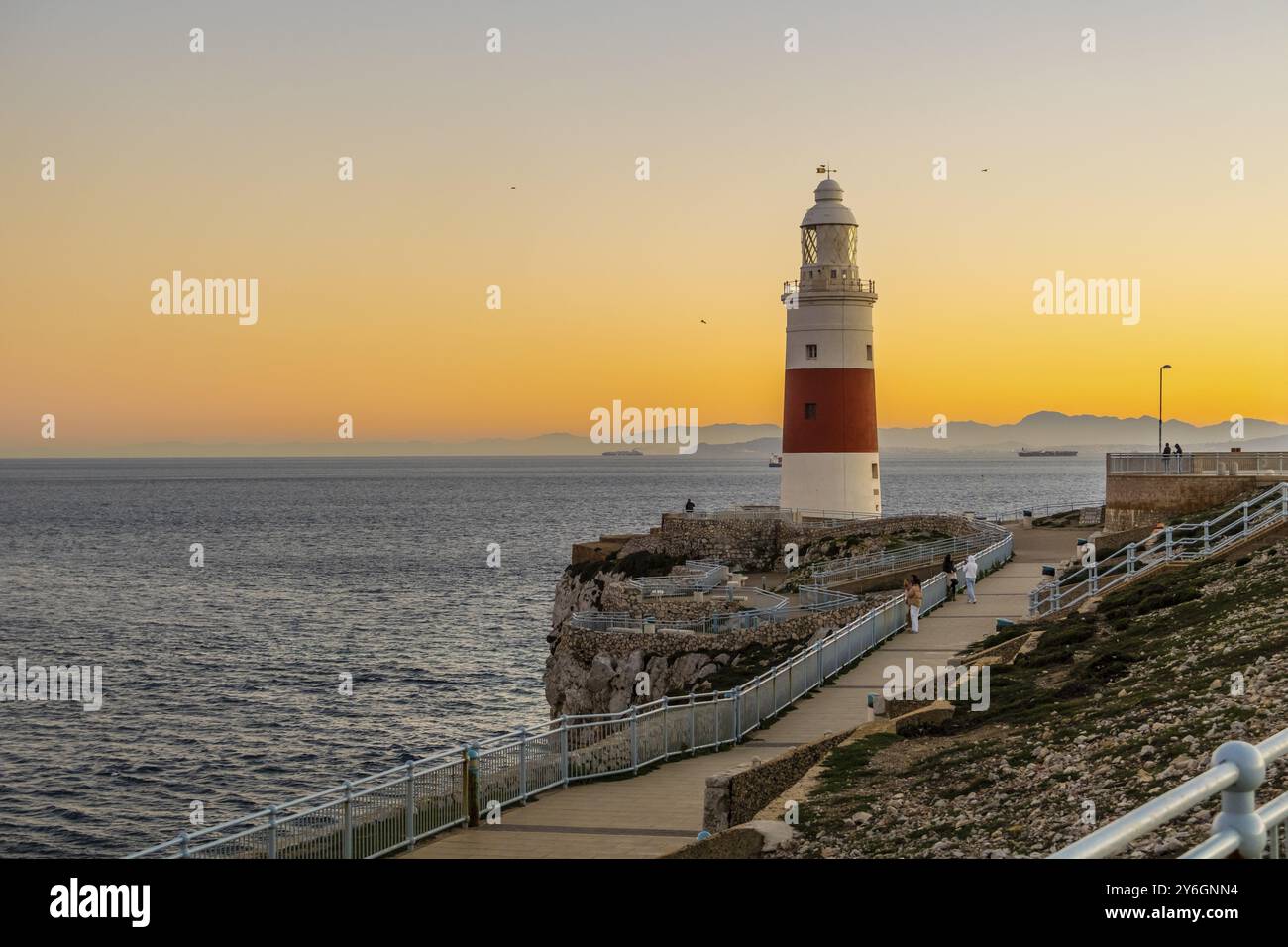Europa Point Lighthouse of Gibraltar in Spain South Coast Stock Photo ...