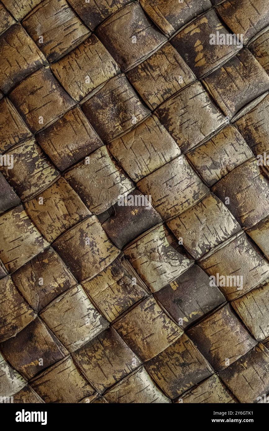 Ancient product from wicker bast, braided background Stock Photo