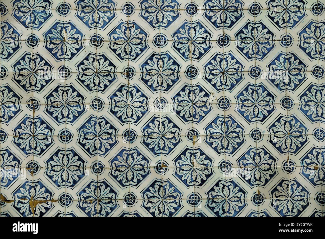 Azulejos, old portugal tiles close up background texture Stock Photo