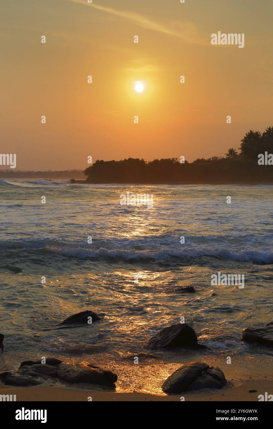 Beautiful landscape with tropical sea sunset on the beach Stock Photo ...