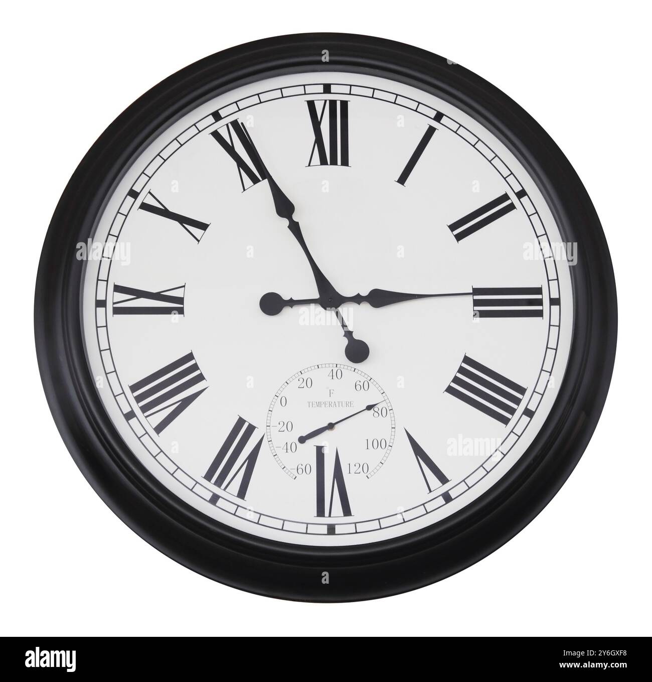 Black wall vintage clock isolated on white Stock Photo - Alamy