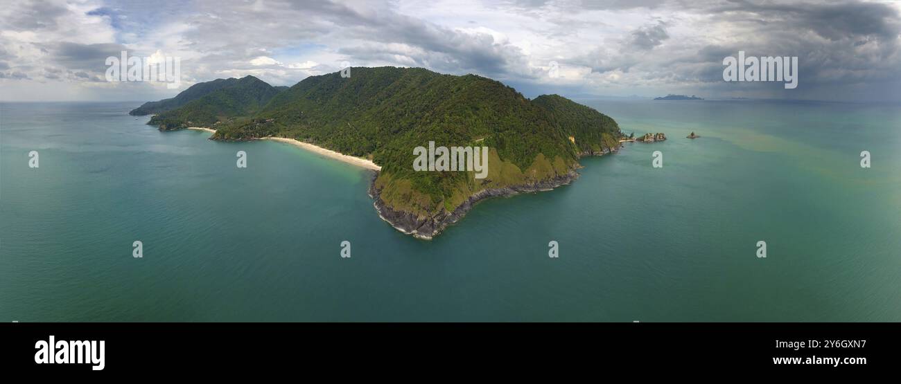 Aerial panorama view on tropical Ko Lanta island in the Andaman Sea, Thailand, Asia Stock Photo